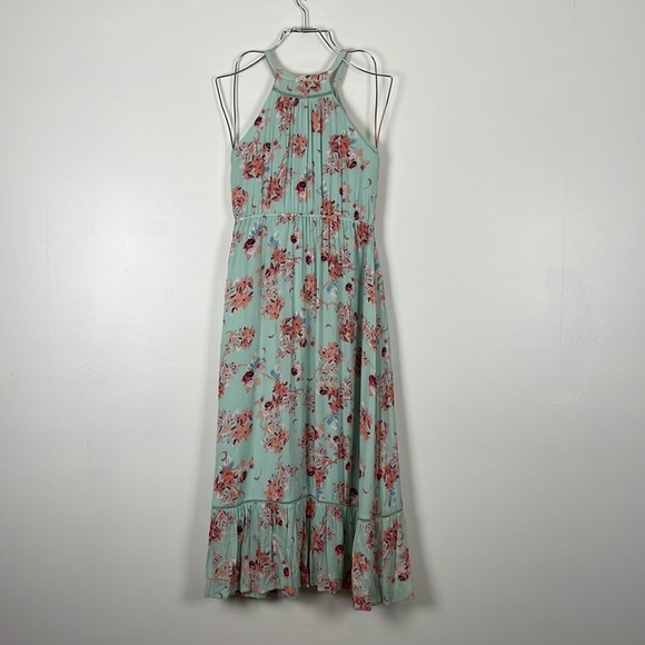 Tabitha Webb floral print high neck sleeveless drawstring waist ruffle hem maxi - Picture 6 of 11